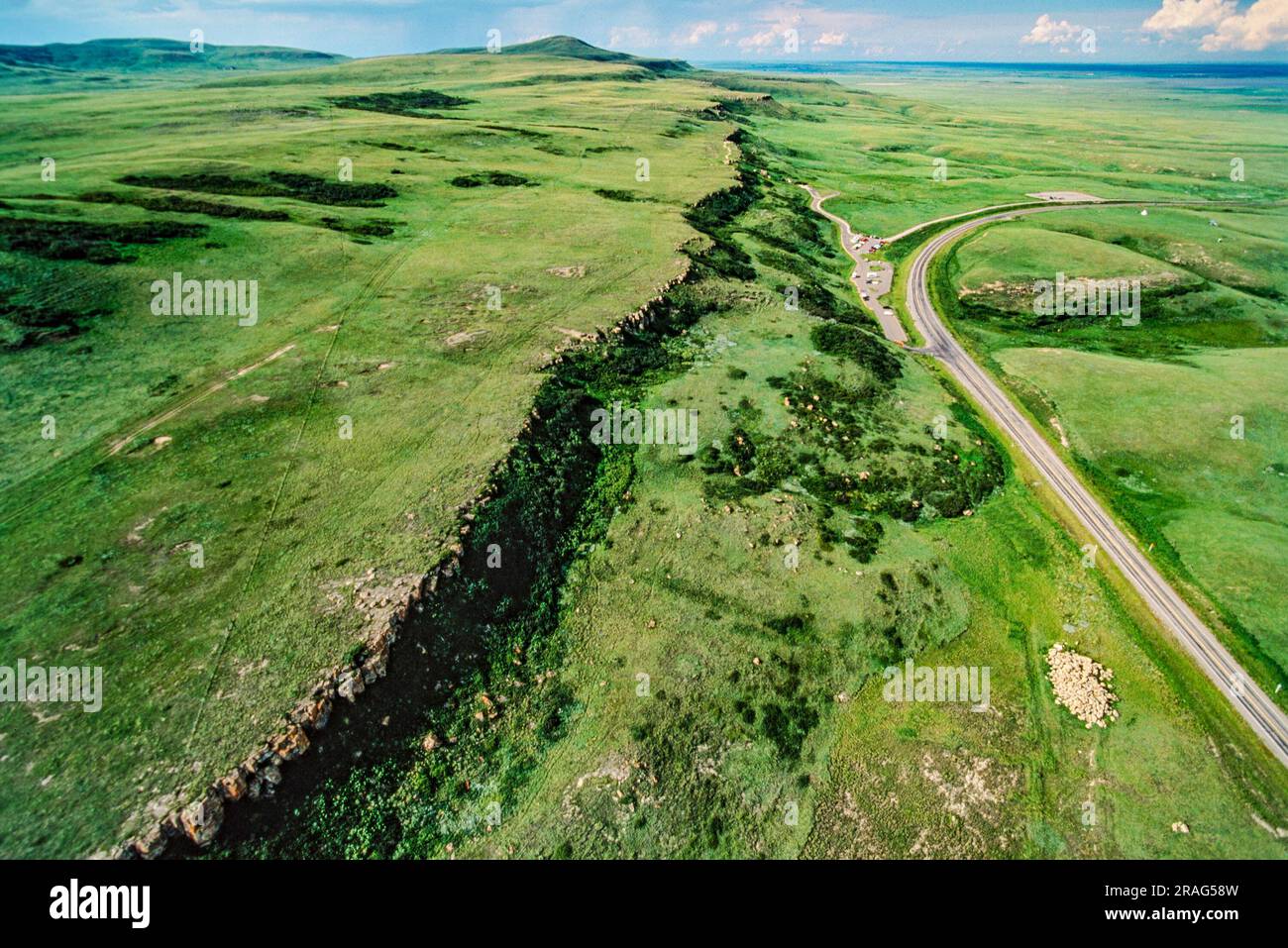 Aerial image of HeadSmashedIn Buffalo Jump Provincial Park, Alberta