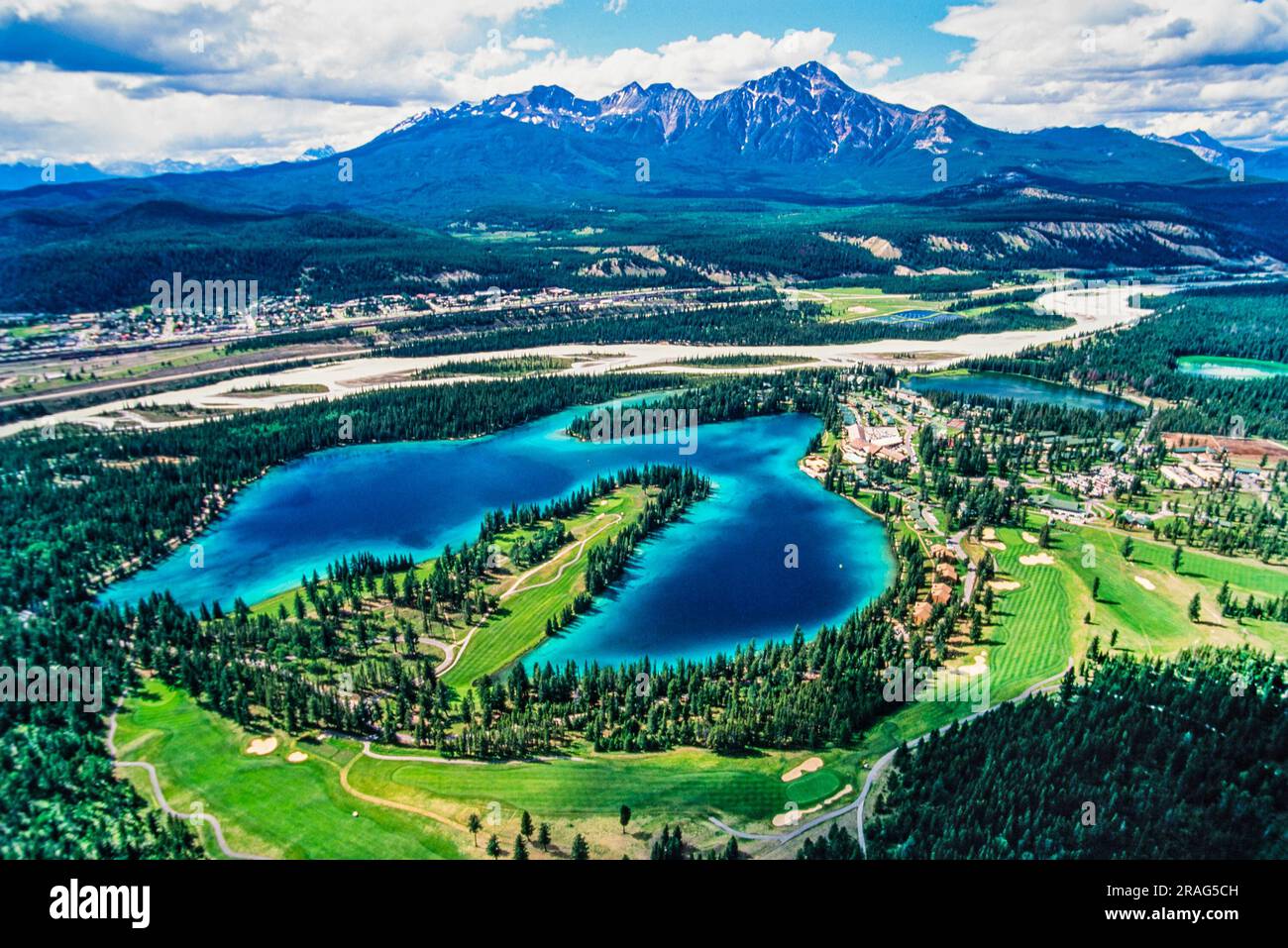 Aerial image of the Jasper National Park area, Alberta, Canada Stock Photo