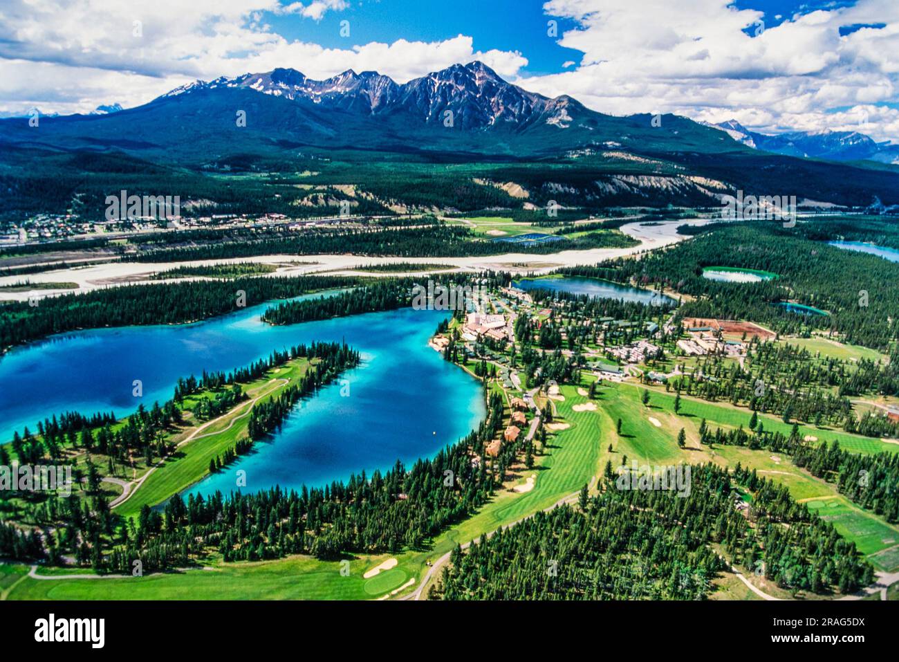 Aerial image of the Jasper National Park area, Alberta, Canada Stock Photo