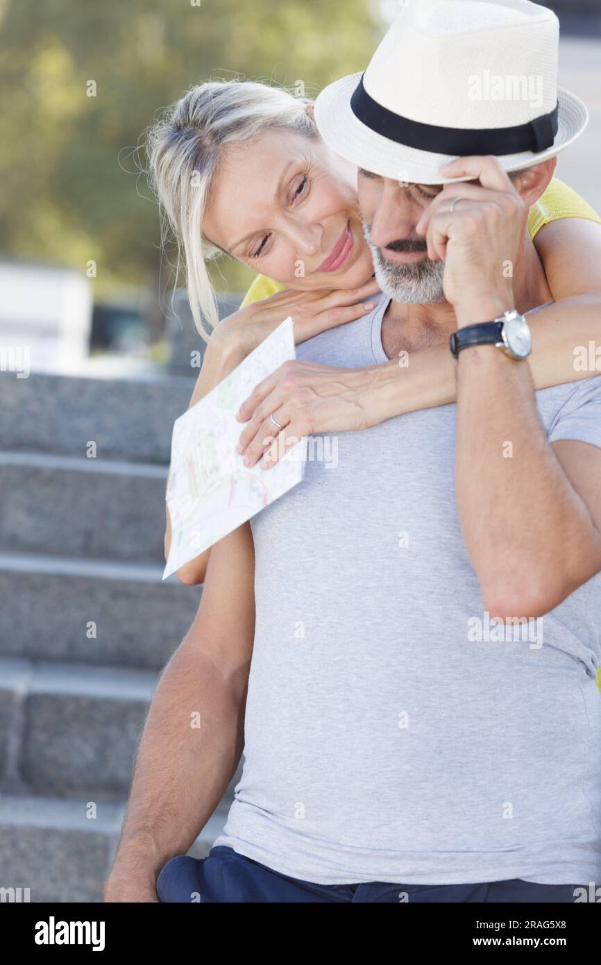 A Mature Woman Embraces Partner Stock Photo Alamy