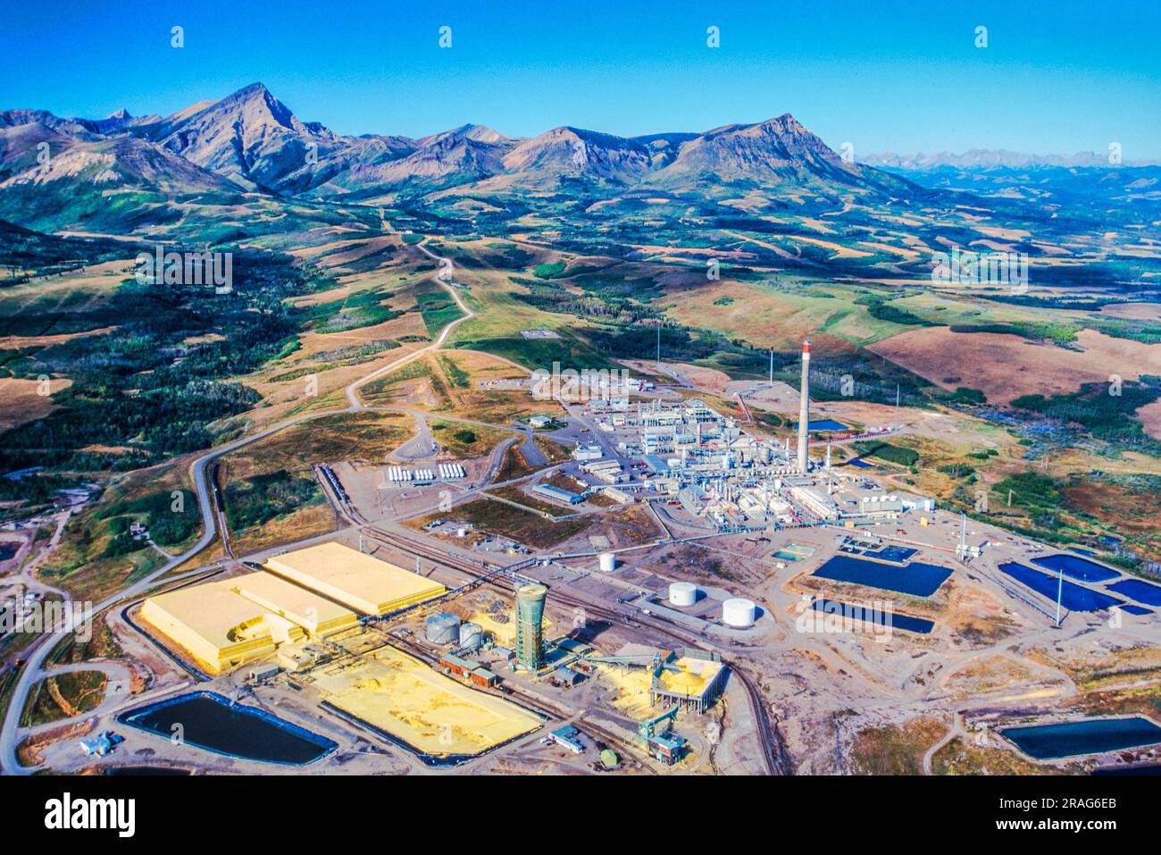 Aerial image of tar sands oil refinery, Alberta, Canada Stock Photo