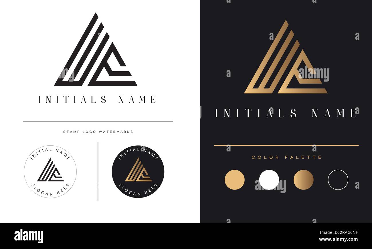 Luxury WE or EW Initial Monogram Text Letter Logo Design Stock Vector