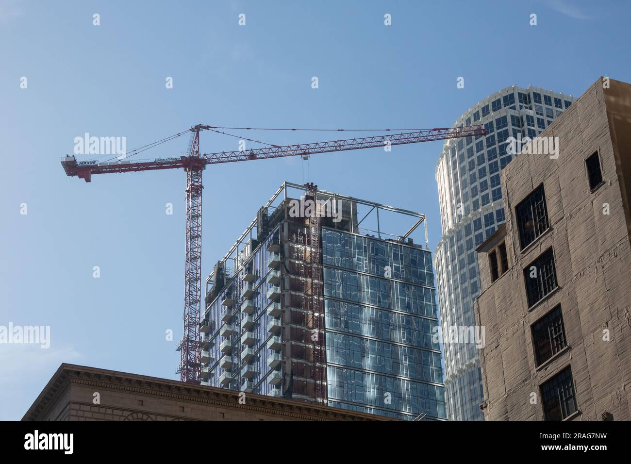 New construction behind historic buildings in Downtown Los Angeles, CA ...