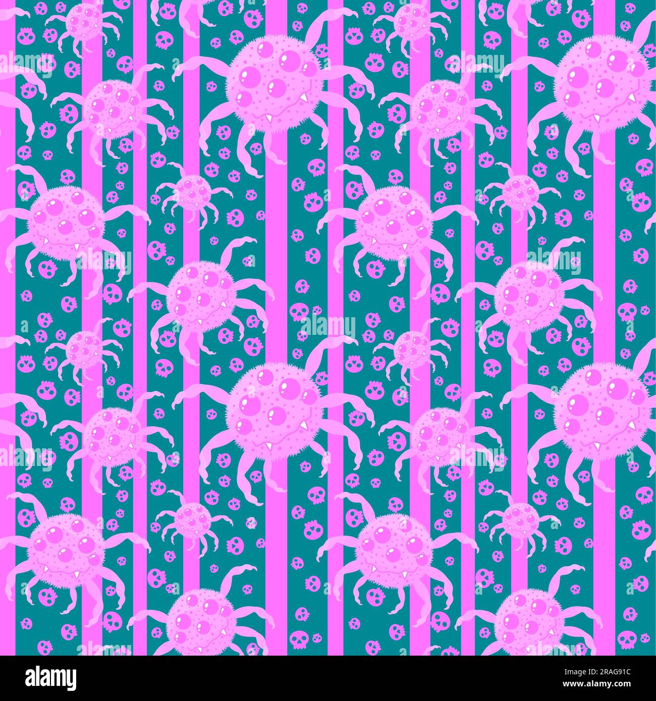 Cartoon monsters seamless Halloween spider pattern for wallpaper and ...