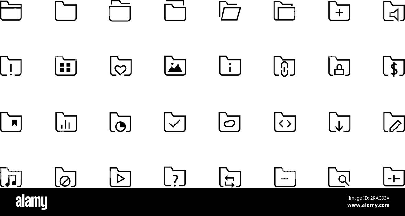 Simple Set Related Vector Line Icons Of Folders. Contains such Icons as Storage, Sync, Network Folder and more. Editable Stroke. Stock Vector