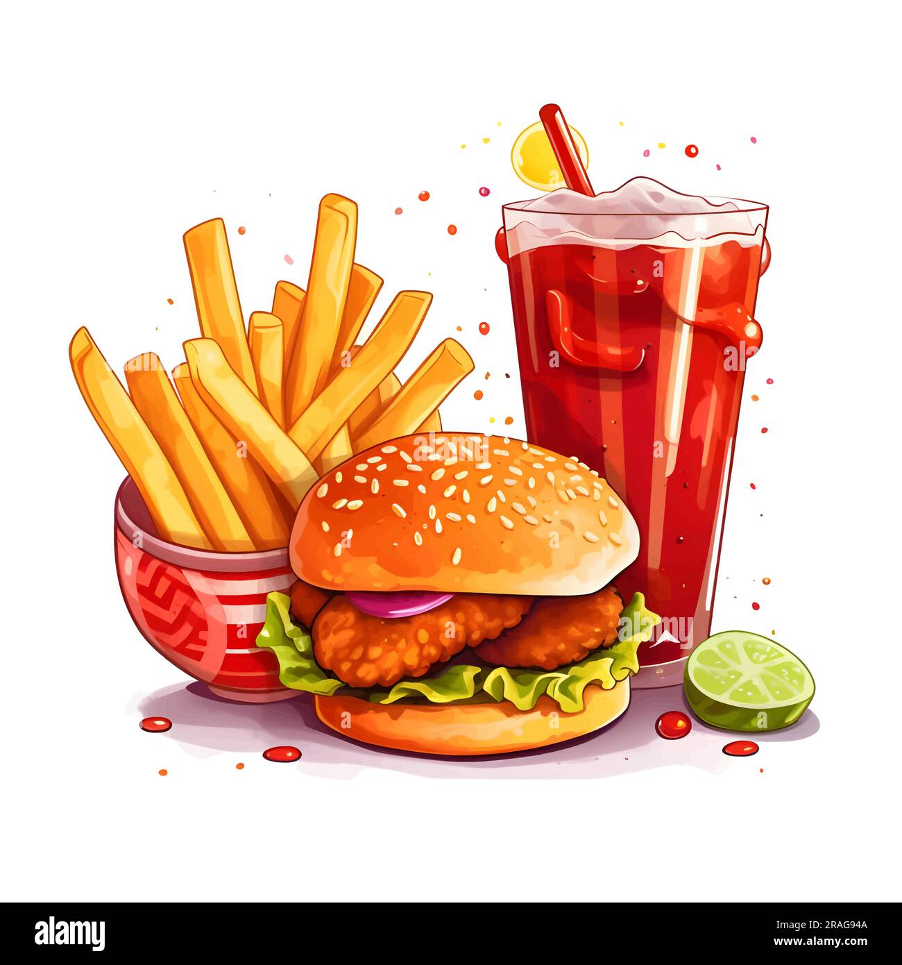 A logo showcasing a mouthwatering hamburger, ice-cold cola, and crispy ...