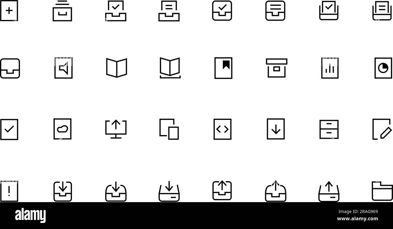 Simple Set Related Vector Line Icons Of Folders. Contains such Icons as Storage, Sync, Network Folder and more. Editable Stroke. Stock Vector