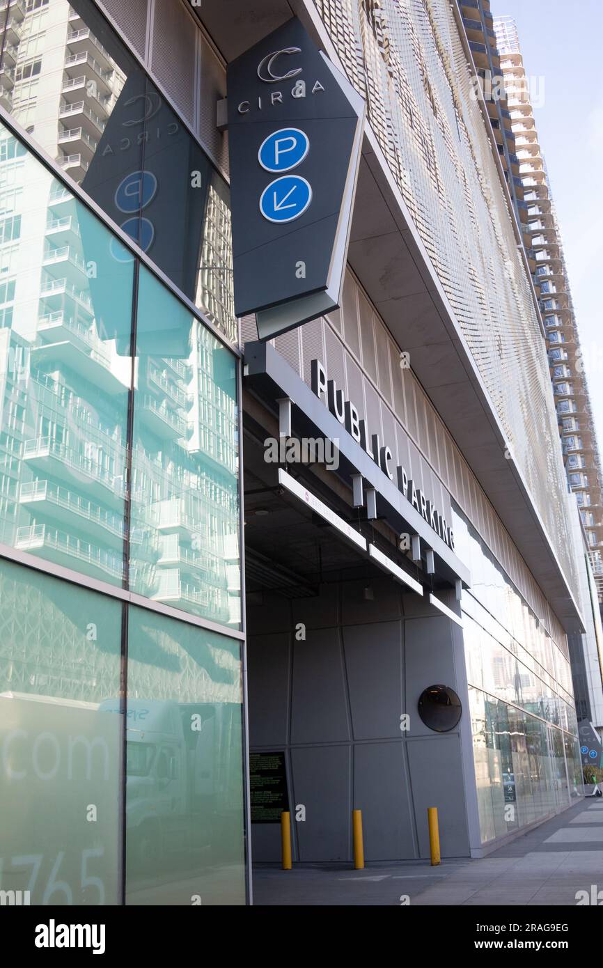 The Flower Street parking garage at Circa in Downtown Los Angeles, CA