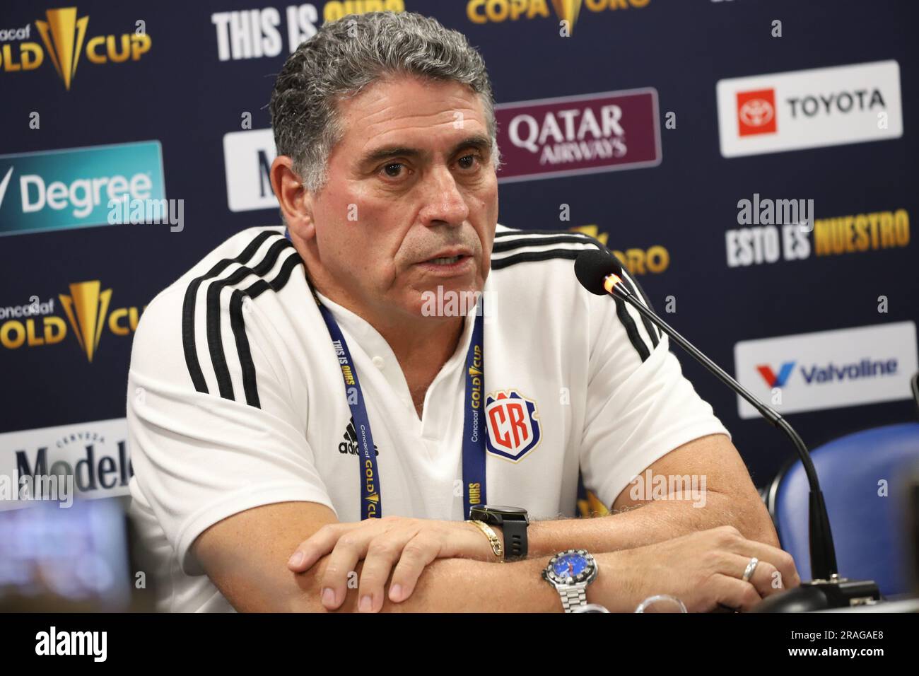 New Jersey, Harrison, USA. 3rd July, 2023. (SPO) Concacaf Gold Cup: Press Conference Costa Rica. July, 03, 2023, Harison, New Jersey, USA: Press Conference with Coach Luis Fernando Suarez and playerJoel Campbell before the match against Martinica, for Round 3 of the Concacaf Gold Cup at Red Bull Arena in Harrison, on Monday (03). Credit: Leco Viana/Thenews2 (Credit Image: © Leco Viana/TheNEWS2 via ZUMA Press Wire) EDITORIAL USAGE ONLY! Not for Commercial USAGE! Stock Photo