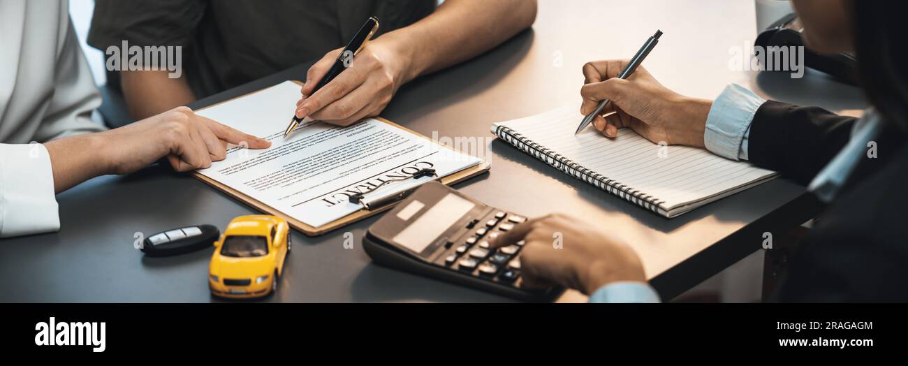 Car dealer calculate interest rate and costs of car loan with