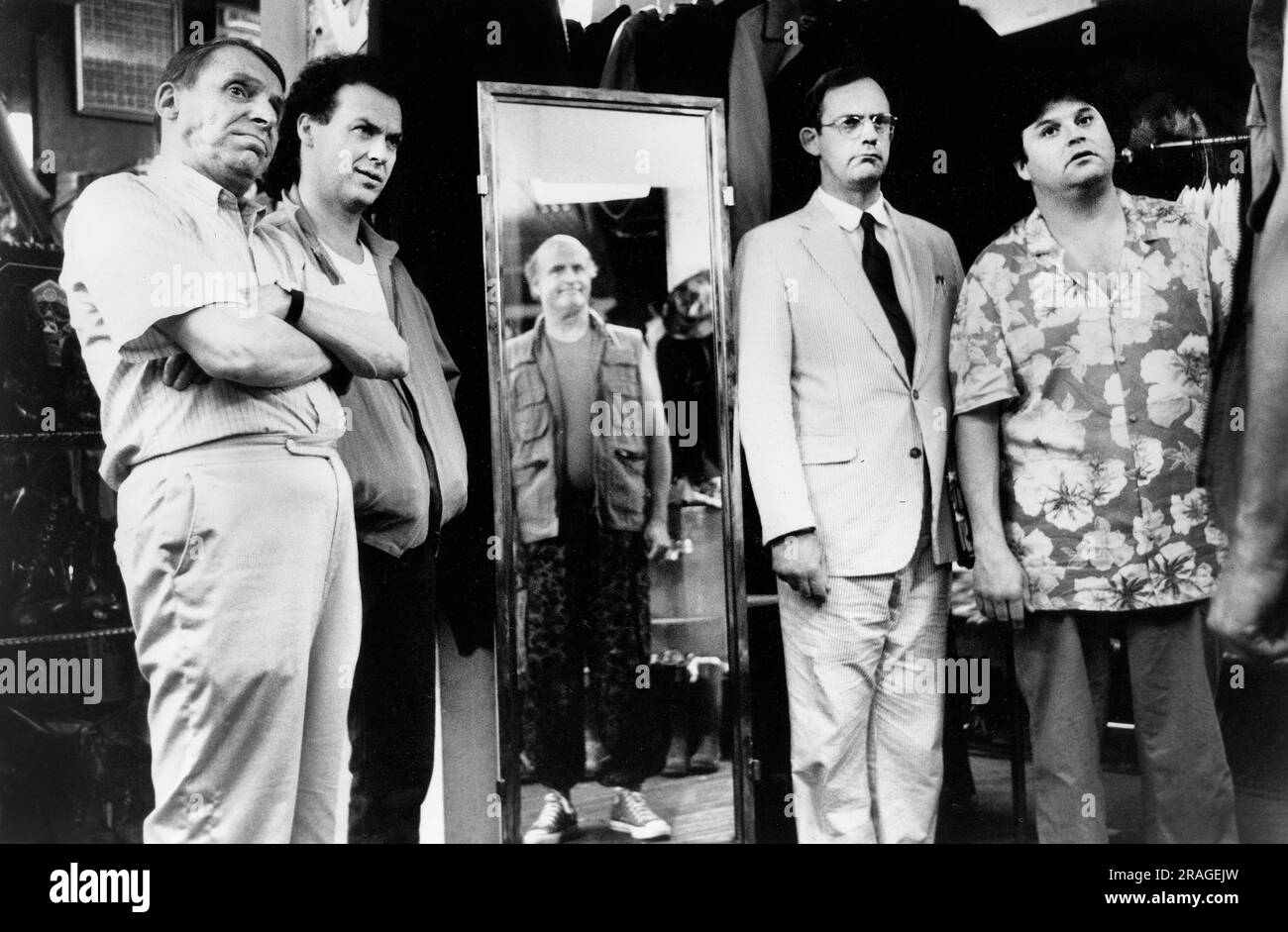 Jack Duffy, Michael Keaton, Peter Boyle, Christopher Lloyd, Stephen Furst, on-set of the Film, 'The Dream Team', Universal Pictures, 1989 Stock Photo