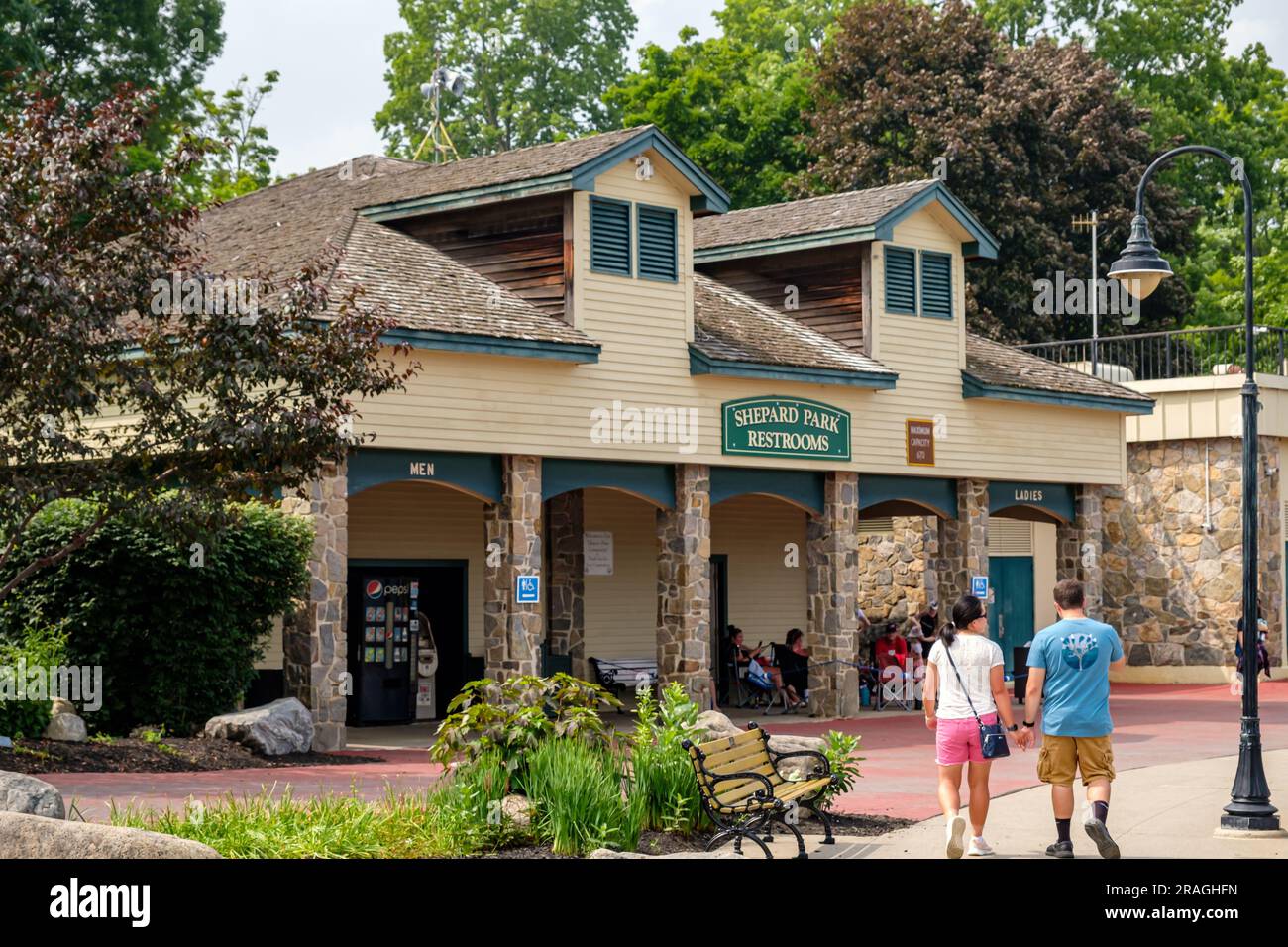 Outside Public restrooms in Lake George Village New York Stock Photo