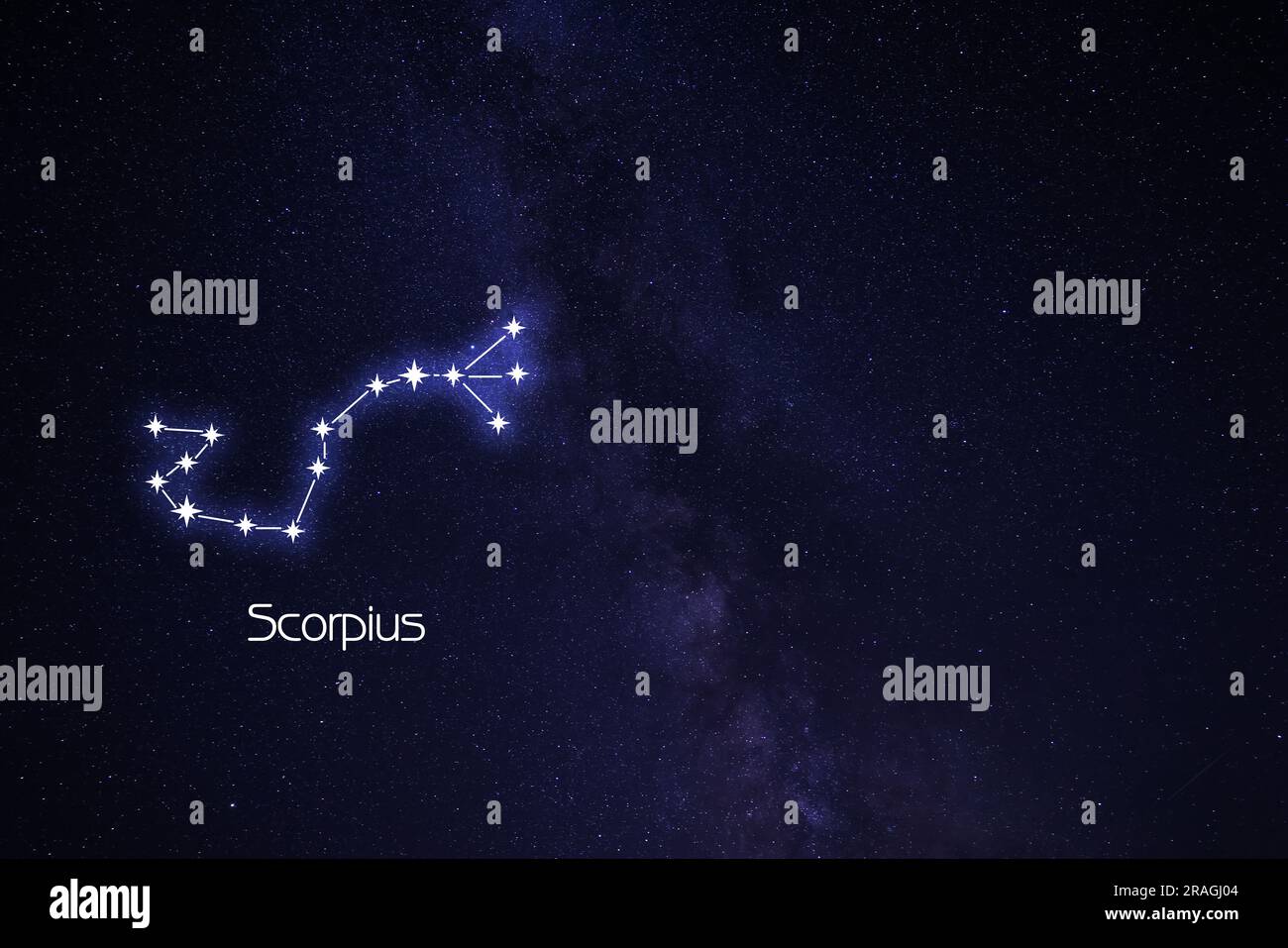 Scorpius (Scorpion) constellation. Stick figure pattern in starry night sky Stock Photo