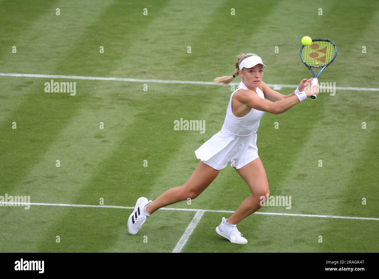 Wimbledon. Katie Swan of the, United States. 03rd July, 2023. in action during her first round match against Belinda Bencic of Switzerland during opening day at Wimbledon. Credit: Adam Stoltman/Alamy Live News Stock Photo
