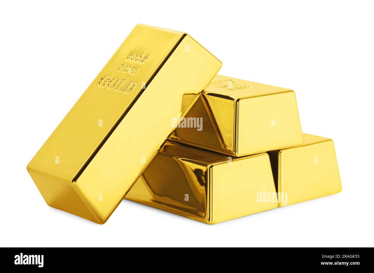 Many shiny gold bars isolated on white Stock Photo - Alamy
