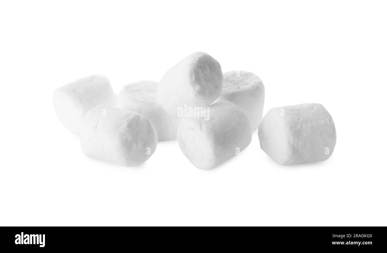 Pile of sweet puffy marshmallows isolated on white Stock Photo - Alamy