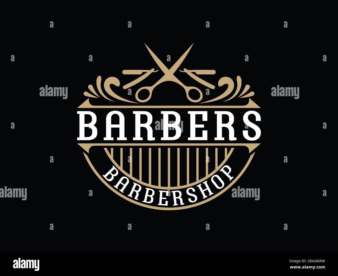 Barbershop simple minimalist logo design with elegant ornament Stock ...