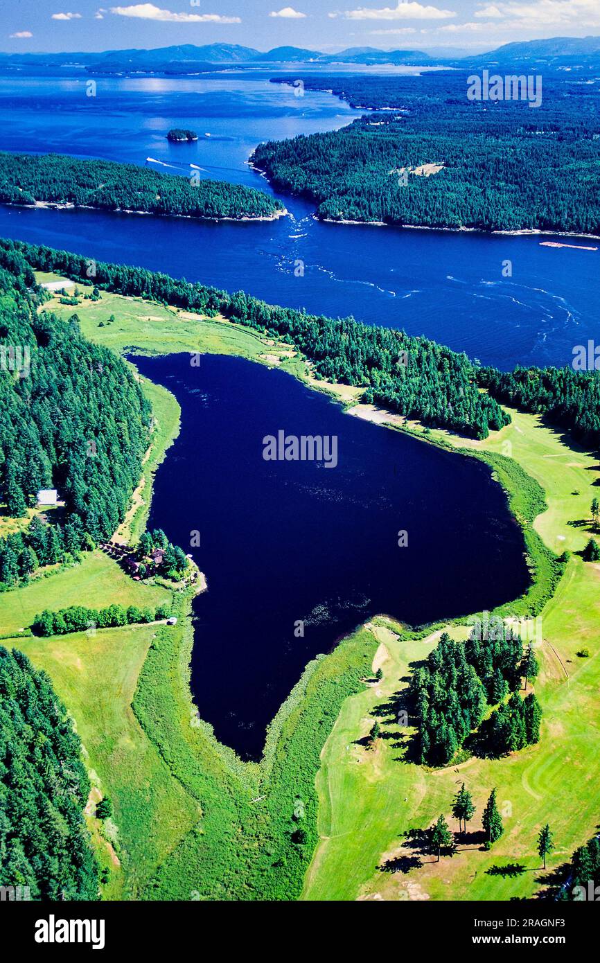Aerial image of Gabriola Island, Gulf Islands, British Columbia, Canada