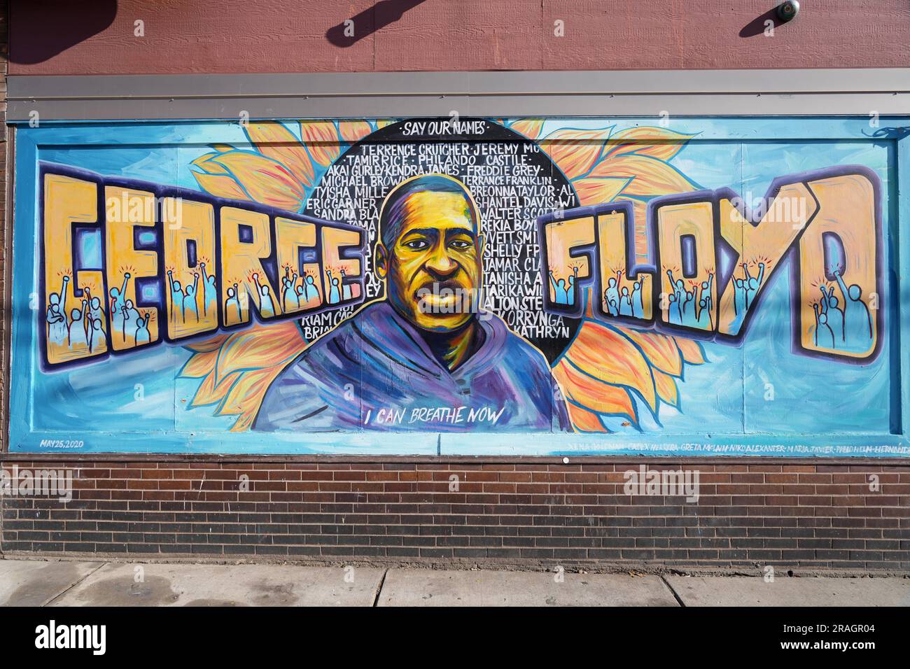 A mural of George Floyd at Cup Foods at the intersection of Chicago Avenue and 38th Street, Friday, April 1, 2022, in Minneapolis. Stock Photo