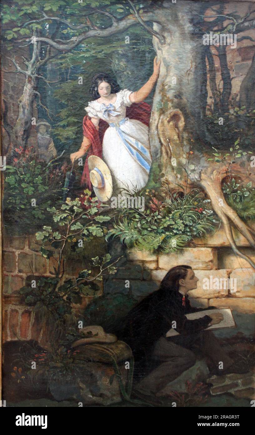 The Painter Joseph Binder's Adventure 1860 by Joseph Binder Stock Photo