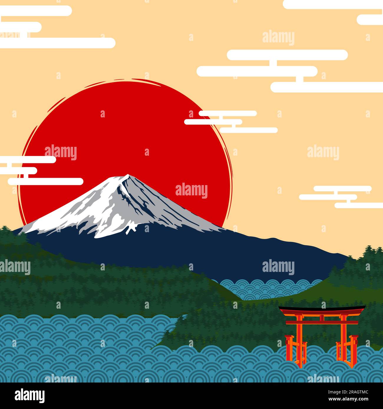 Illustration mount fuji japanese torii hi-res stock photography and ...