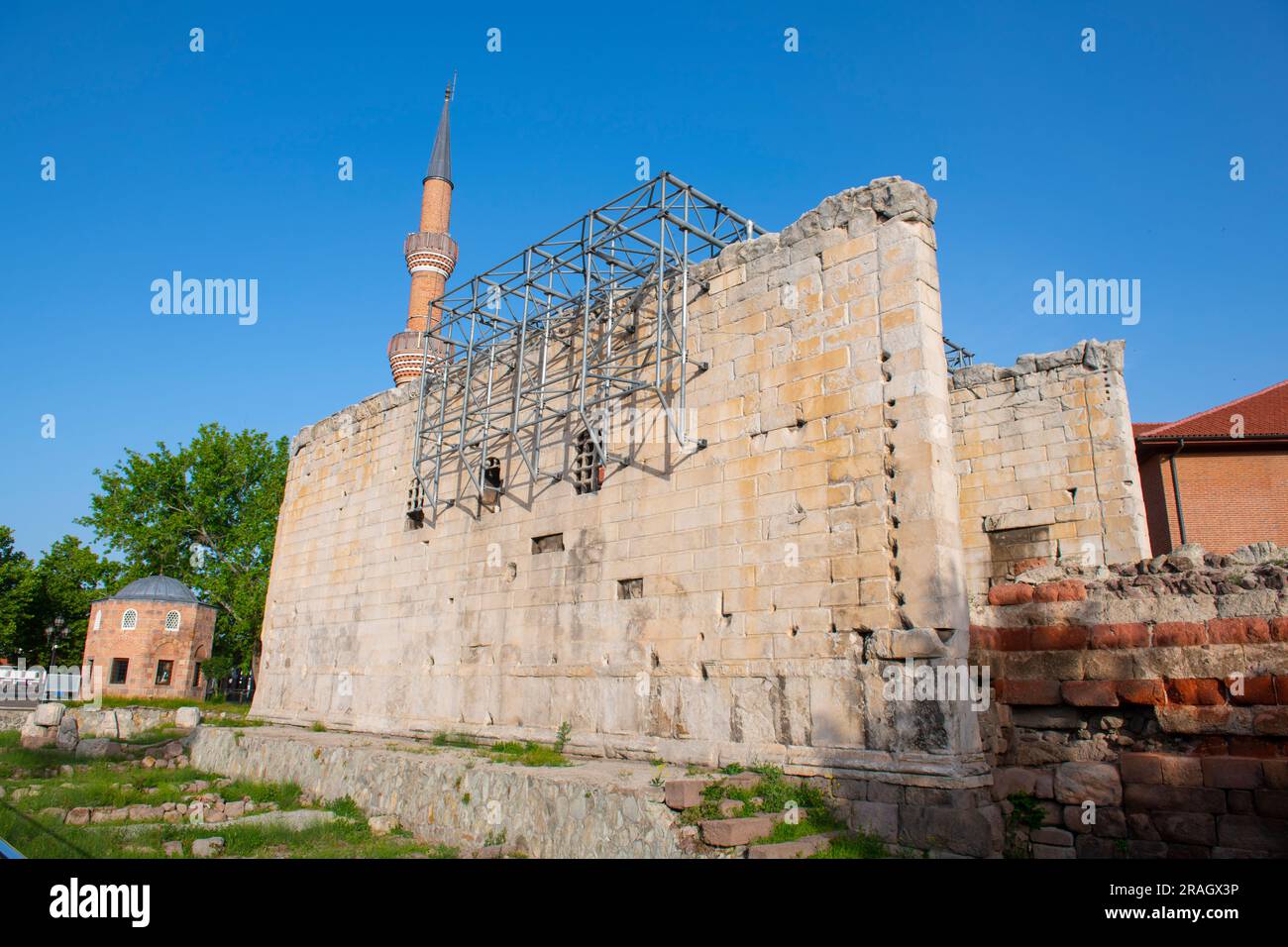Temple of Augustus and Rome is a Rome ruin built in 20 AD in Altindag district in city of Ankara, Turkey. Stock Photo
