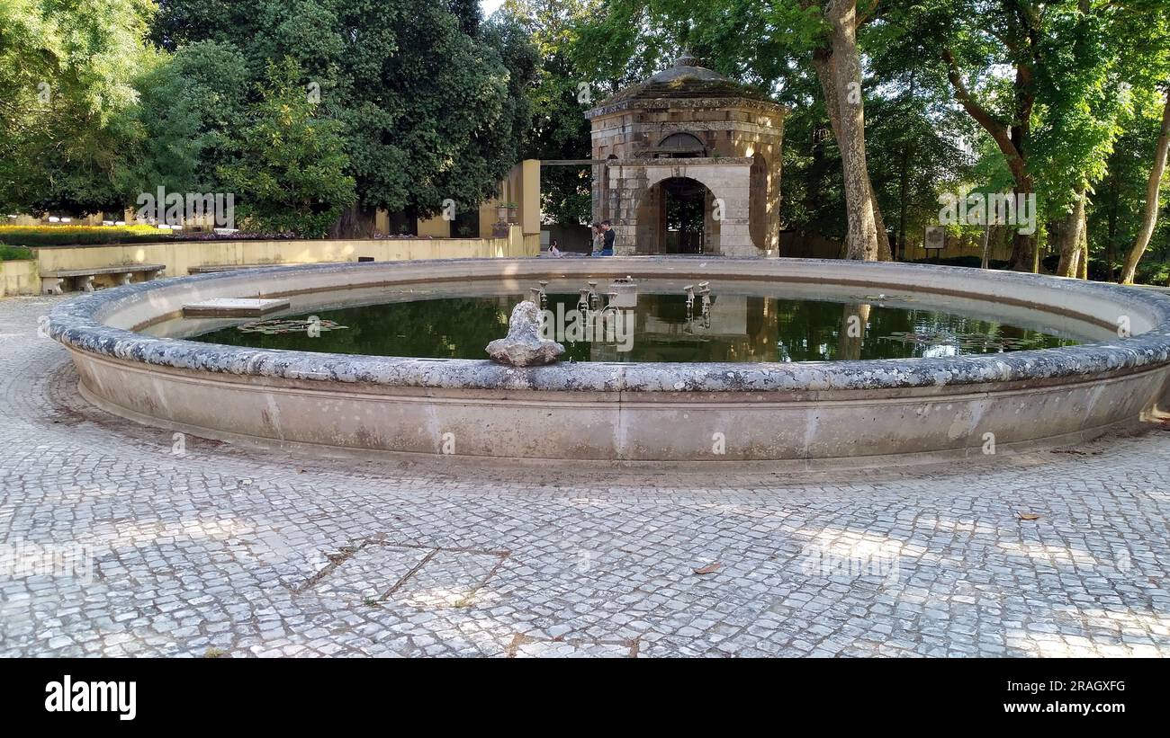 Water fountain in Jardim do Cerco, garden of Palace-Convent of Mafra, Portugal Stock Photo