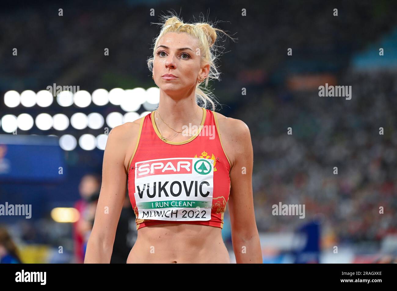 Marija Vukovic (Montenegro). High Jump Silver Medal. European Championships Munich 2022 Stock