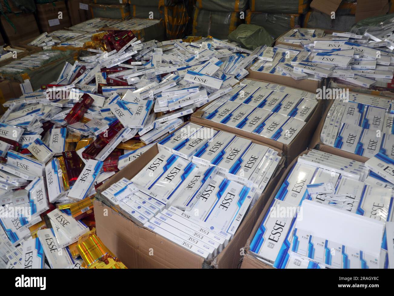 what is the penalty for selling illegal cigarettes 04th July, 2023. Illegal cigarette trade This photo, taken July 4, 2023,  shows counterfeit cigarettes at the customs office in Incheon, west of  Seoul. The office has arrested a crime ring on