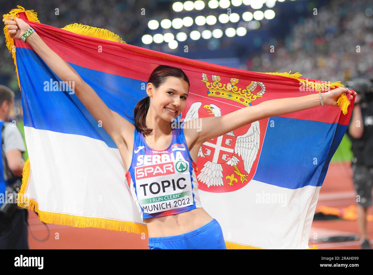 Angelina Topic (Serbia). High Jump bronze medal. European Championships Munich 2022 Stock Photo