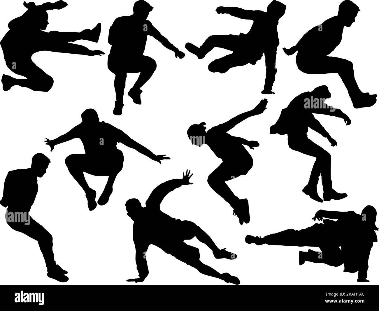 Set of Parkour Silhouette Stock Vector