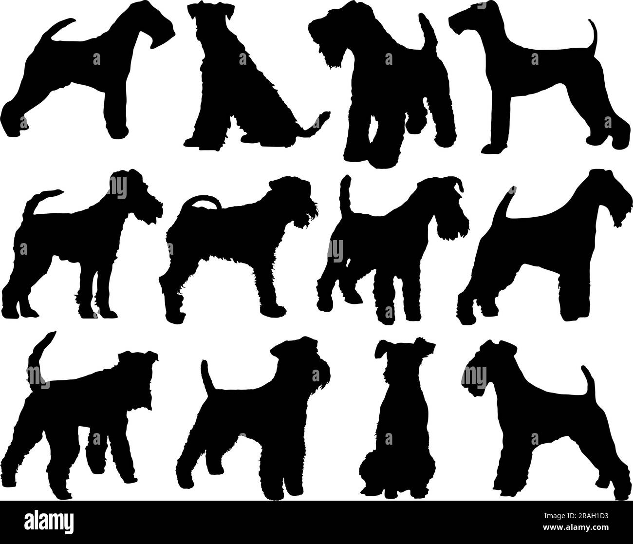 Set of Welsh Terrier Dog Silhouette Stock Vector