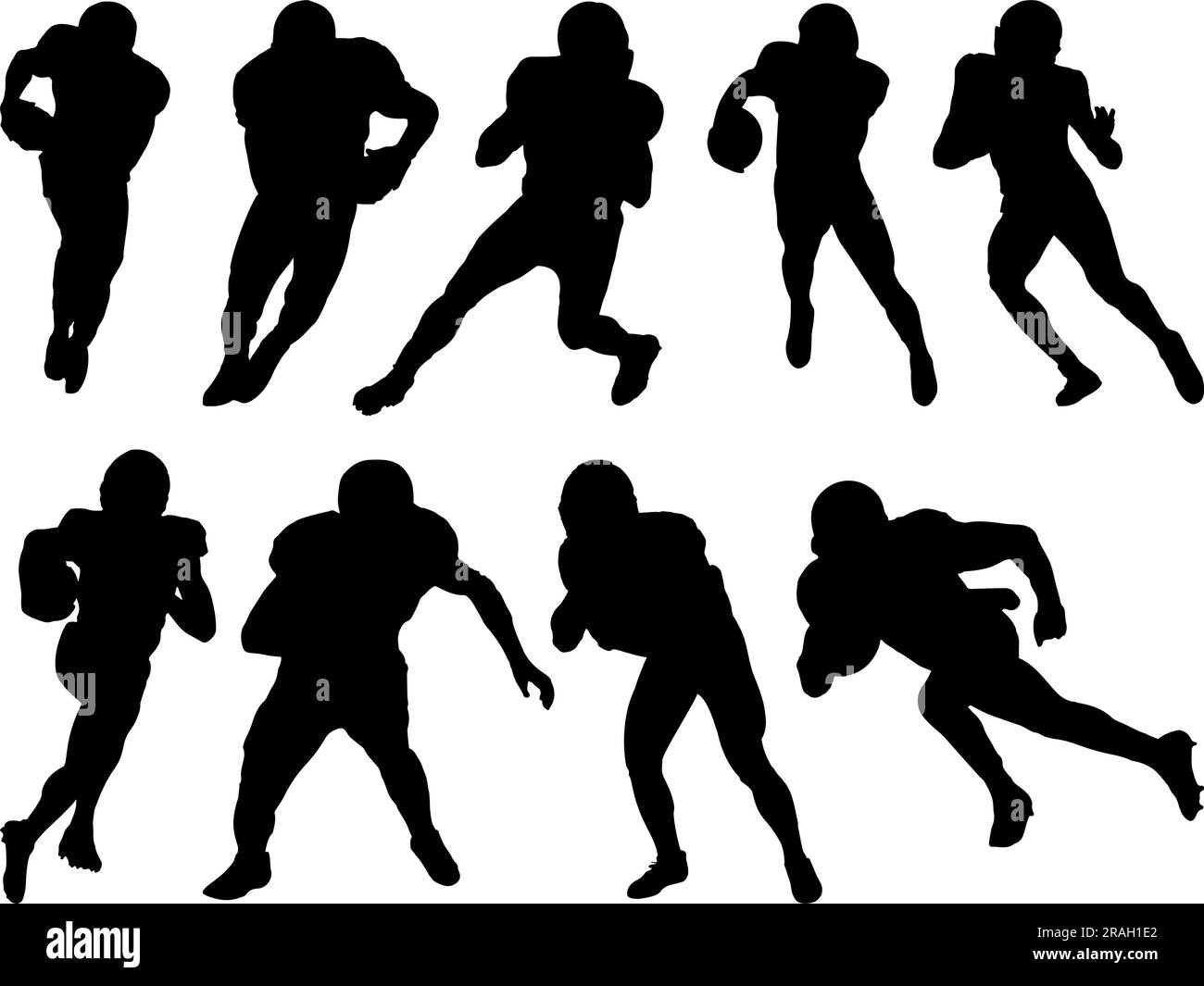 Set of American Football Player Silhouette Stock Vector