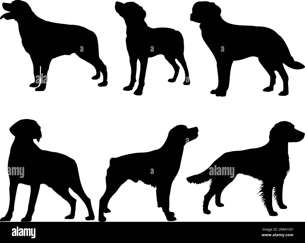 Set of Brittany Dog Silhouette Stock Vector