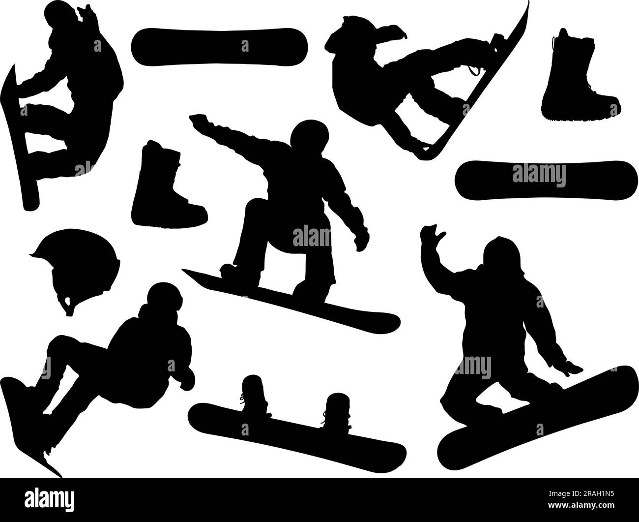 Set of Snowboarding Silhouette Stock Vector