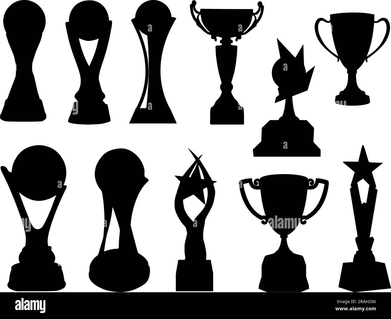 Set of Trophy Silhouette Stock Vector