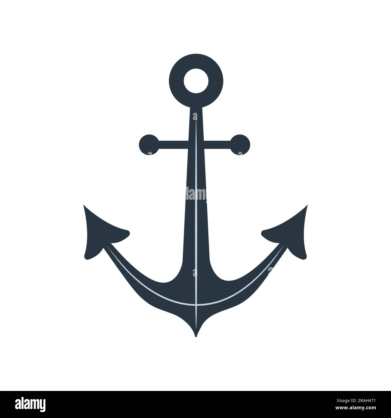 Anchor icon isolated on white background. Marine logo. Nautical symbol. Vector illustration in flat style Stock Vector
