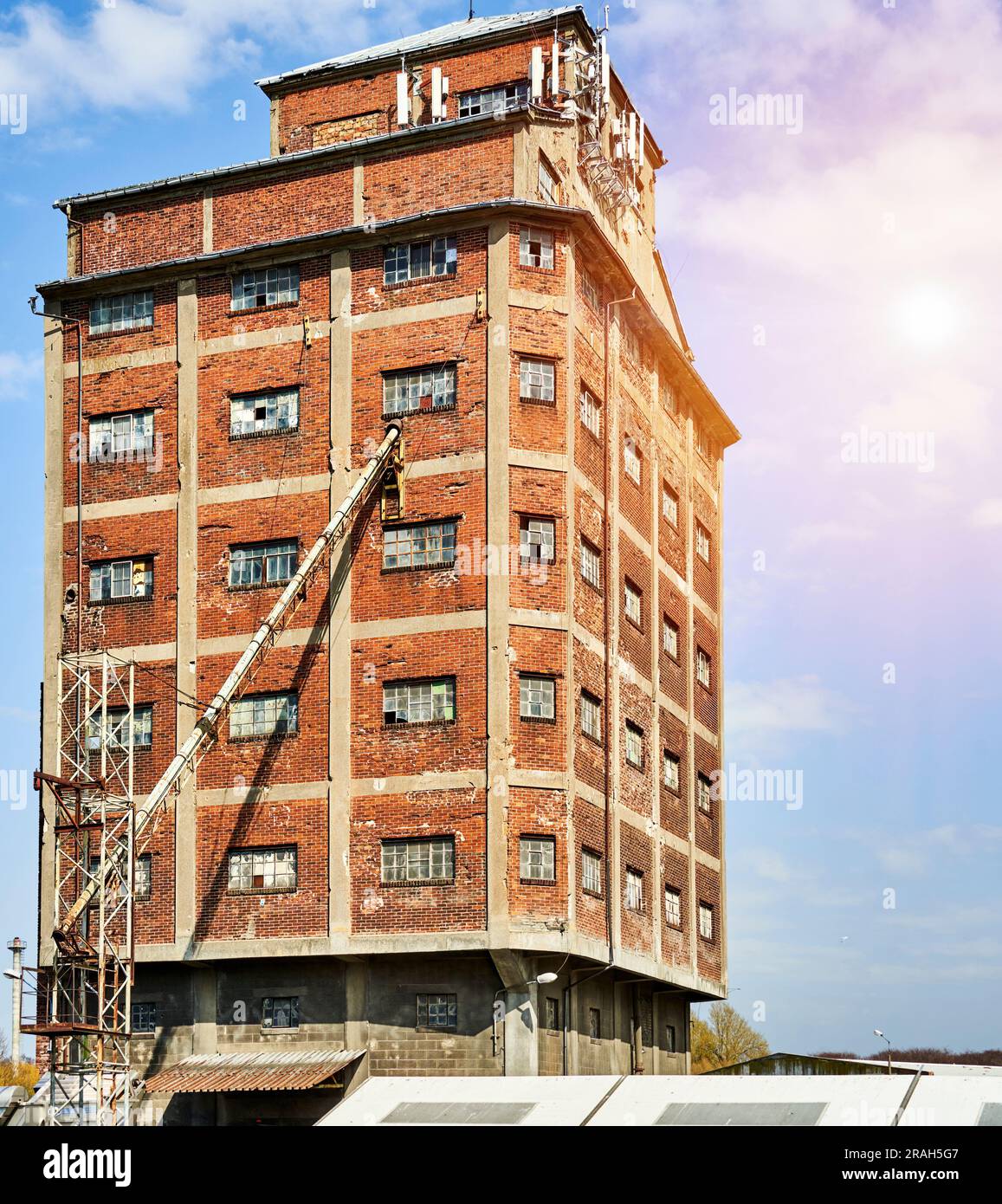 Historic red brick warehouse building in a Polish port Stock Photo