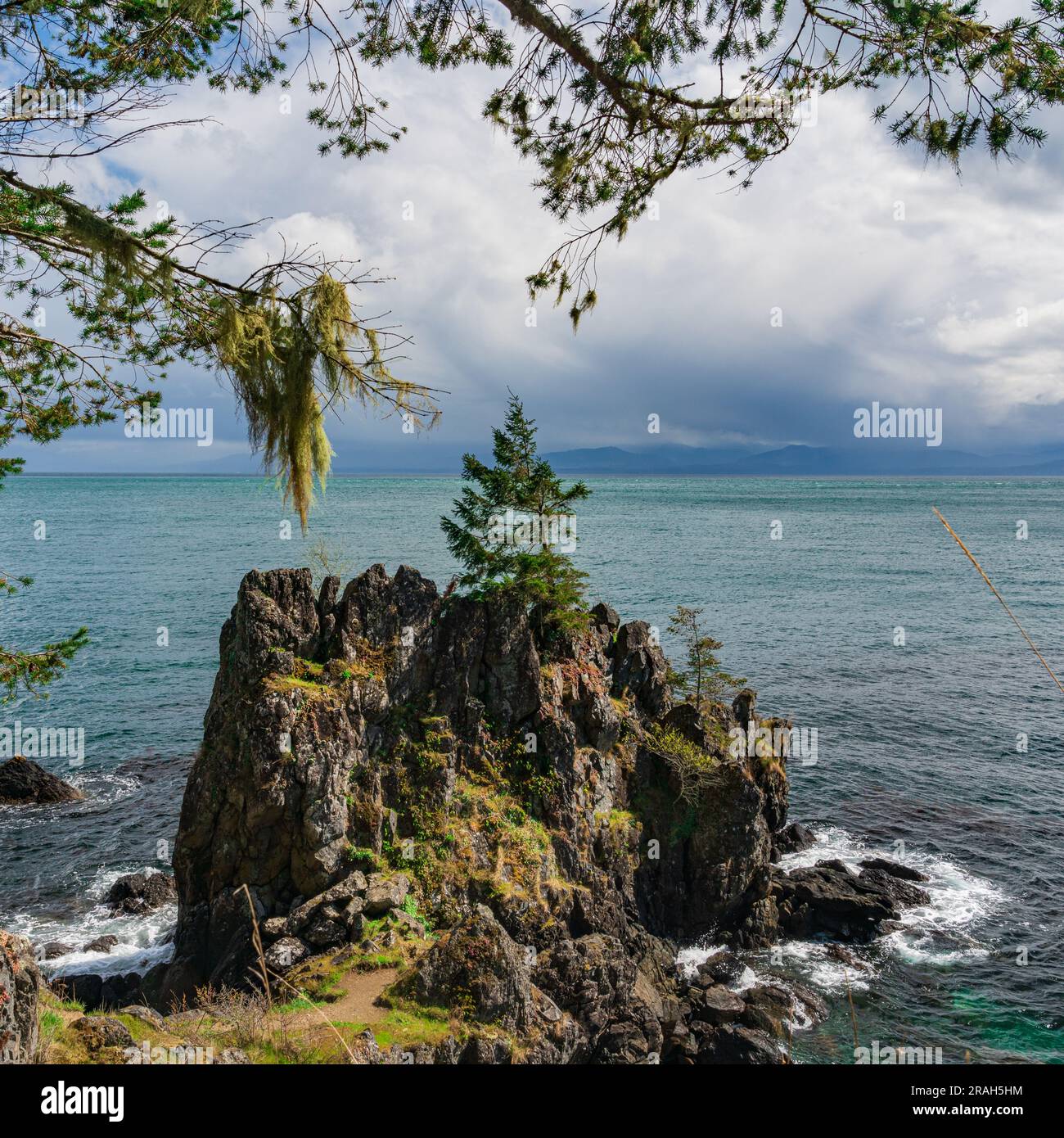 The rocky shoreline of Vancouver Island at Creyke Point in East Sooke Regional Park, British Columbia, Canada. Stock Photo