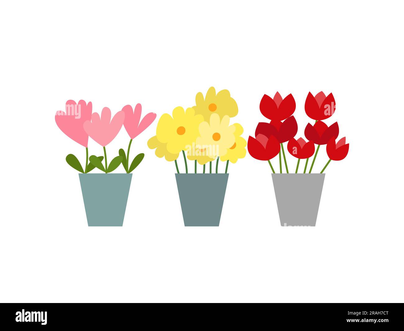 Vector flat flowers in pots set Stock Vector Image & Art - Alamy