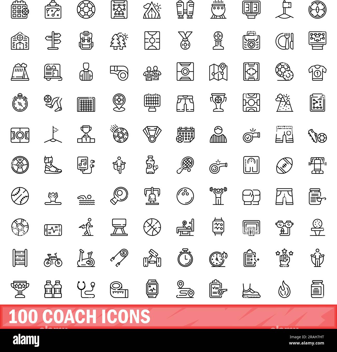 100 coach icons set. Outline illustration of 100 coach icons vector set ...