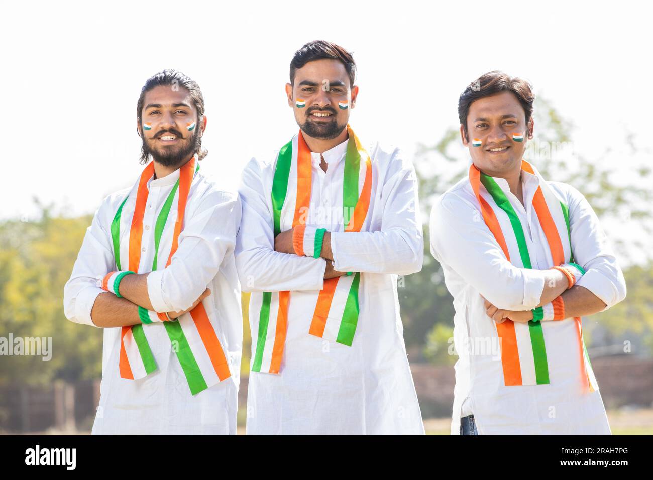 Group Portrait of young indian men wearing traditional white kurta and ...