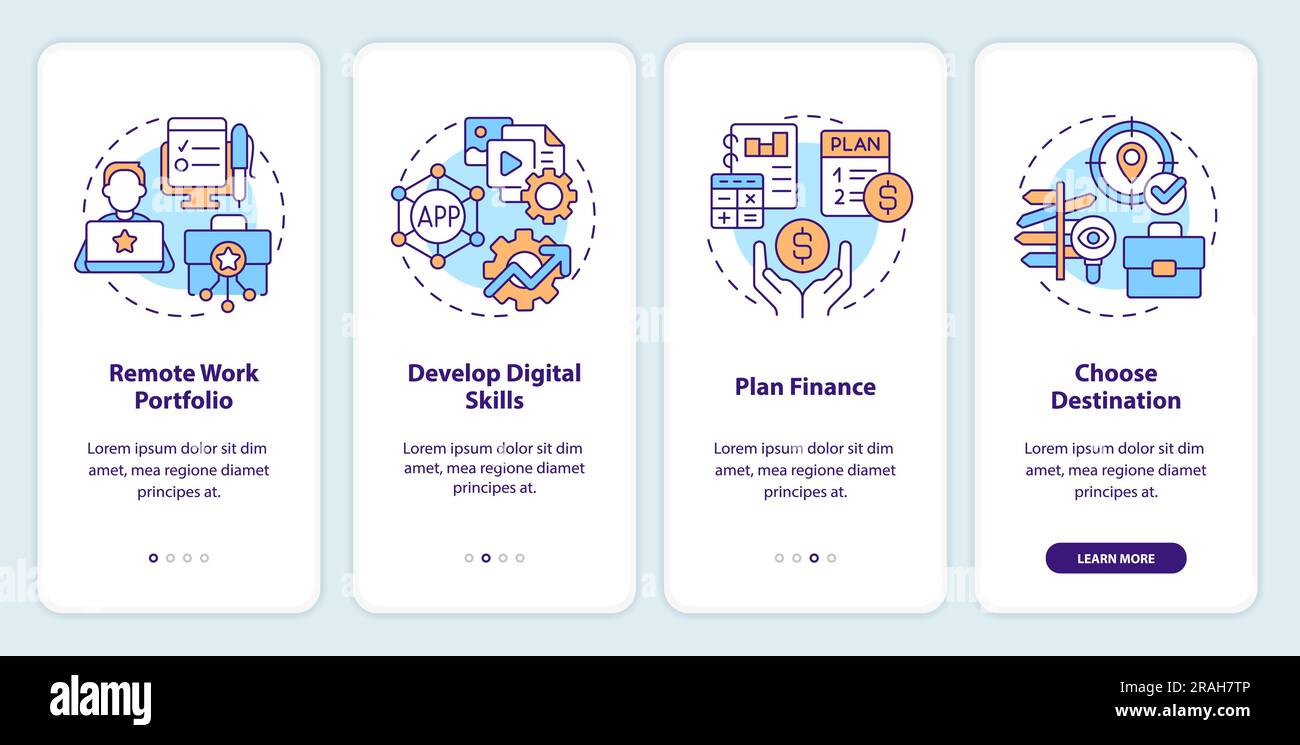Become digital nomad onboarding mobile app screen Stock Vector Image ...