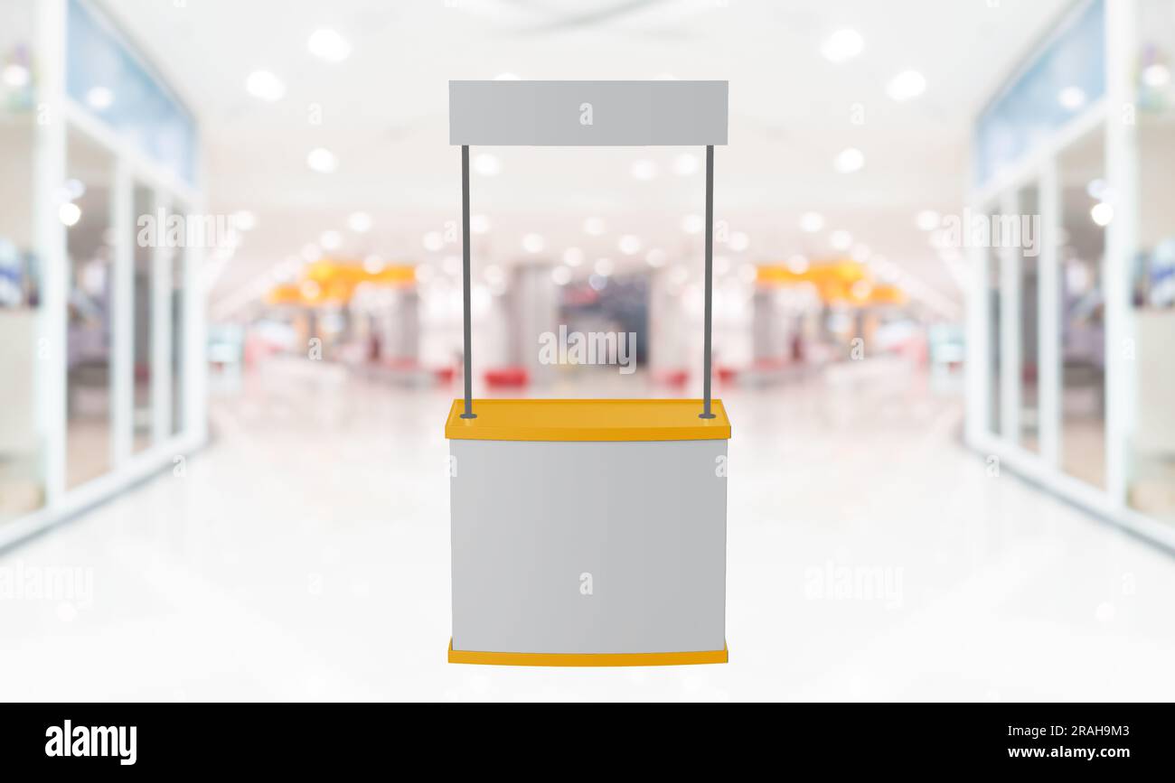 Promotion Display Booth Stand in a Shopping Mall. kiosk booth Stock