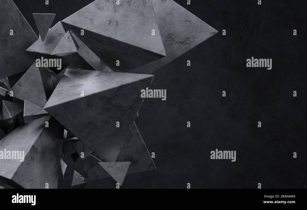 Triangular Pyramid Concrete Example Abstract concrete triangle pyramids on dark concrete background Stock ...