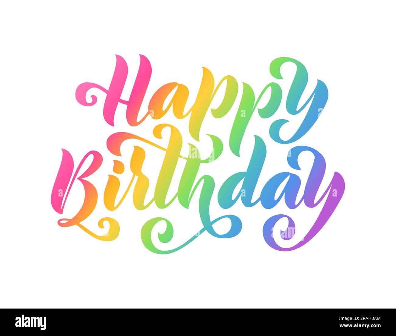 HAPPY BIRTHDAY text. Hand drawn rainbow text lettering for Happy