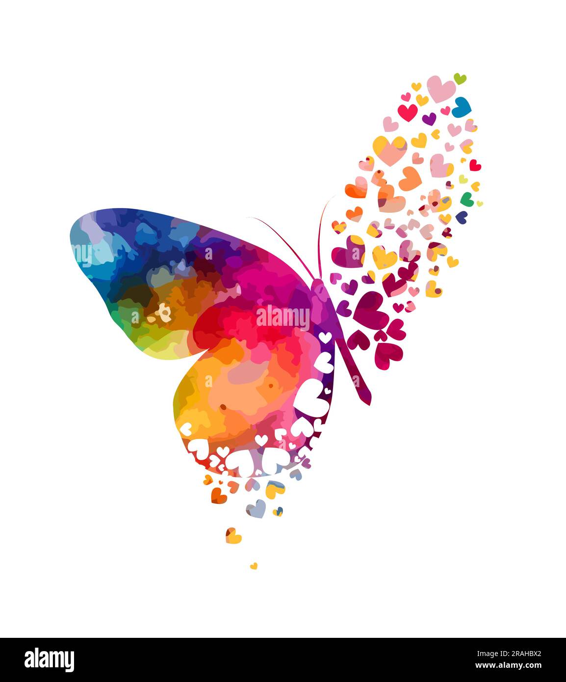 Abstraction beautiful butterflies colored from hearts. Vector illustration. Happy Valentine's Day. Vector illustration Stock Vector