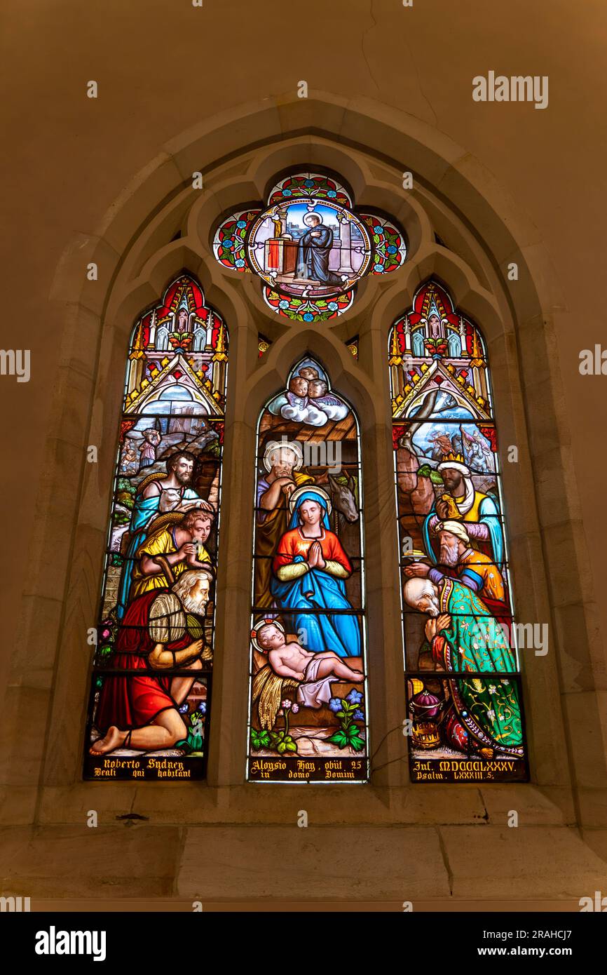 Stained glass window in the Cathedral of St Stephen Stock Photo - Alamy