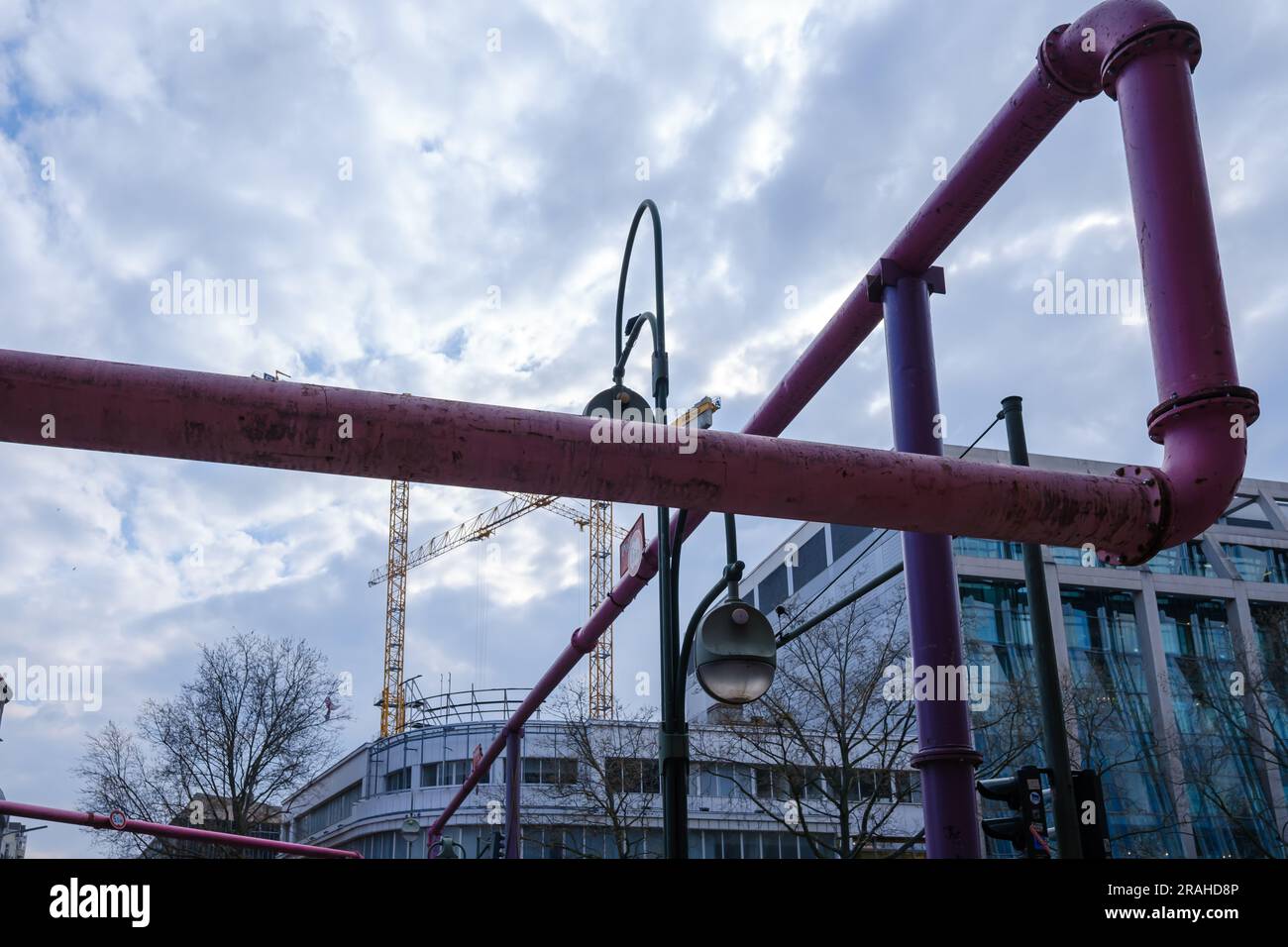 Berlin, Germany April 19, 2023 The network of pink pipes, a landmark in Berlin Germany Stock