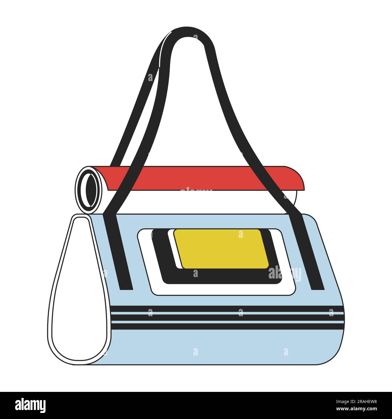 Fitness bag flat line color isolated vector object Stock Vector